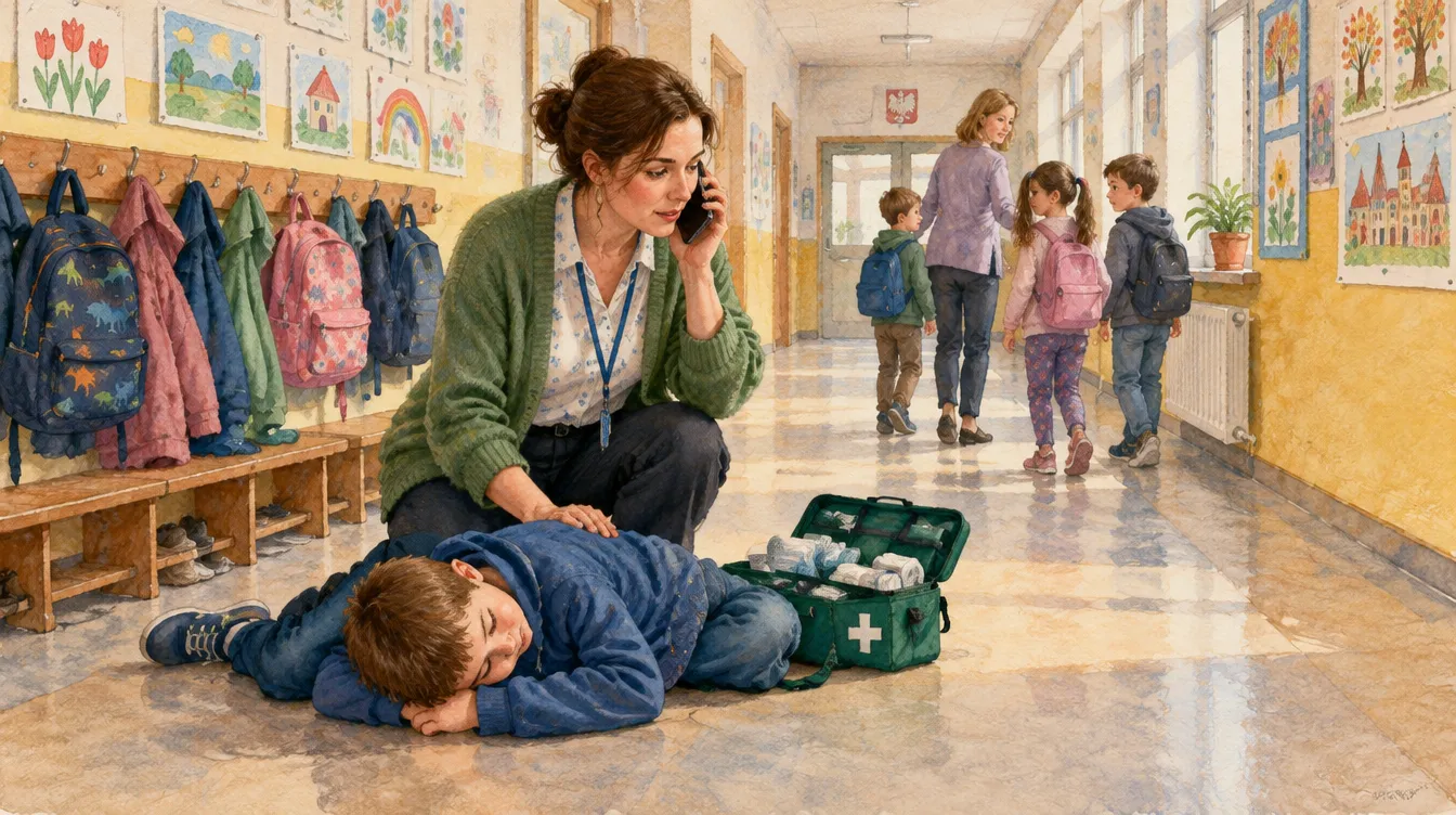 Ilustracja z kursu Pierwsza pomoc w szkole